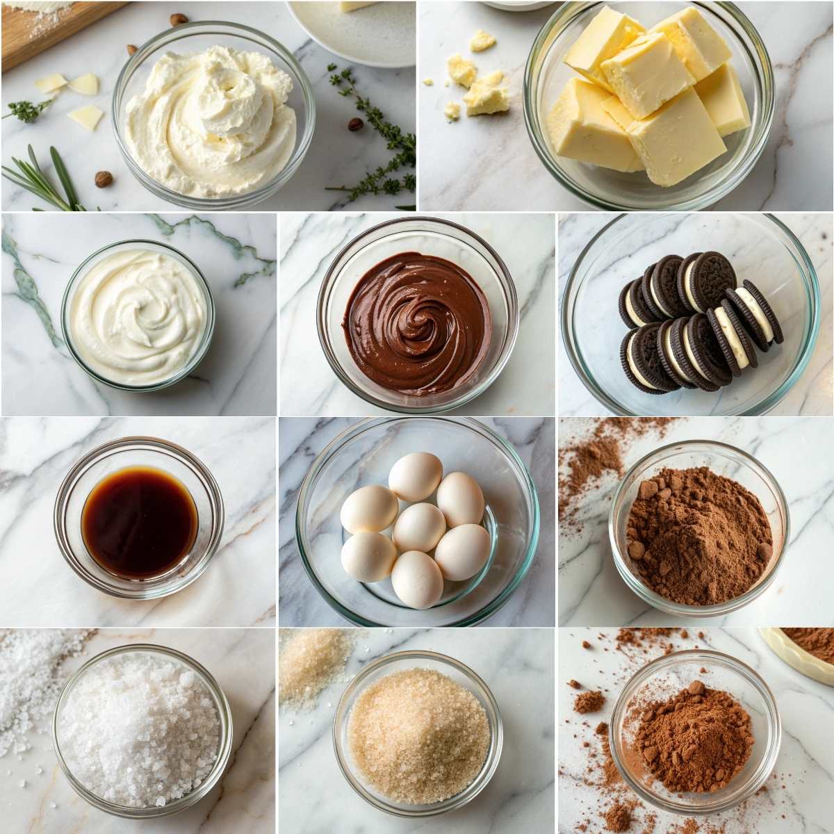 Easy Dark Chocolate Raspberry Cheesecake 10 Ingredients for easy dark chocolate raspberry cheesecake with cream cheese, Oreos, butter, eggs, sour cream and cocoa dust