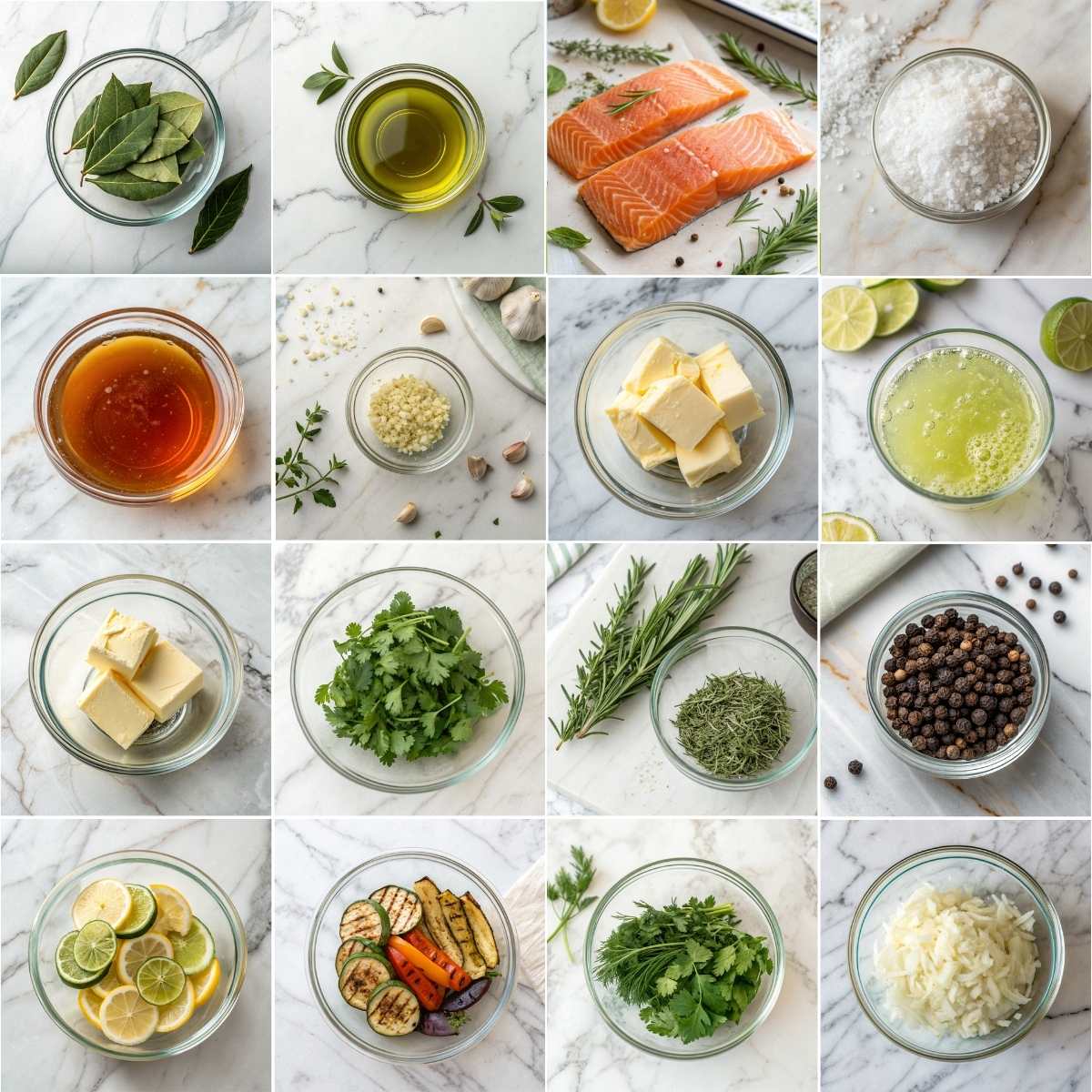 Easy Lemon Grilled Salmon 10 Ingredients for easy lemon grilled salmon including fresh salmon fillets lemon garlic herbs butter olive oil marinade set..