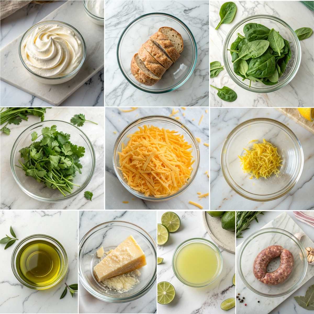 Easy Tuscan White Bean Soup 11 Tuscan white bean soup finishing ingredients with kale spinach lemon zest parsley basil parmesan olive oil bread drizzle hot