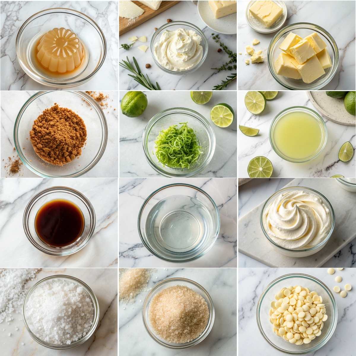 Easy Lime Mousse Cheesecake 10 Fresh ingredients for no bake lime mousse cheesecake including cream cheese, lime zest, white chocolate, and gingersnap crust