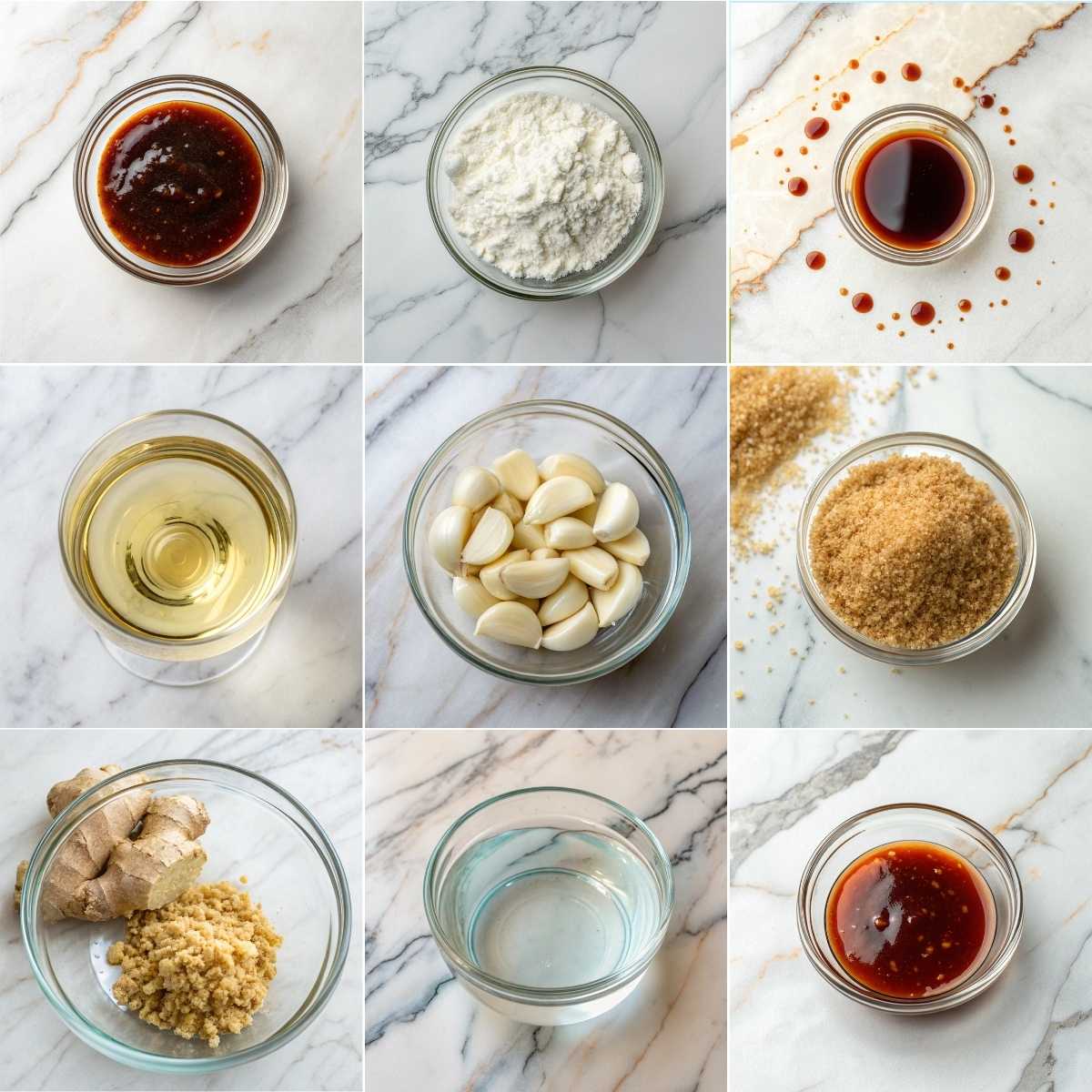 Best Chicken Lo Mein Recipe 10 Ingredients for chicken lo mein sauce with soy sauce, oyster sauce, sesame oil, garlic, ginger, broth and cornstarch