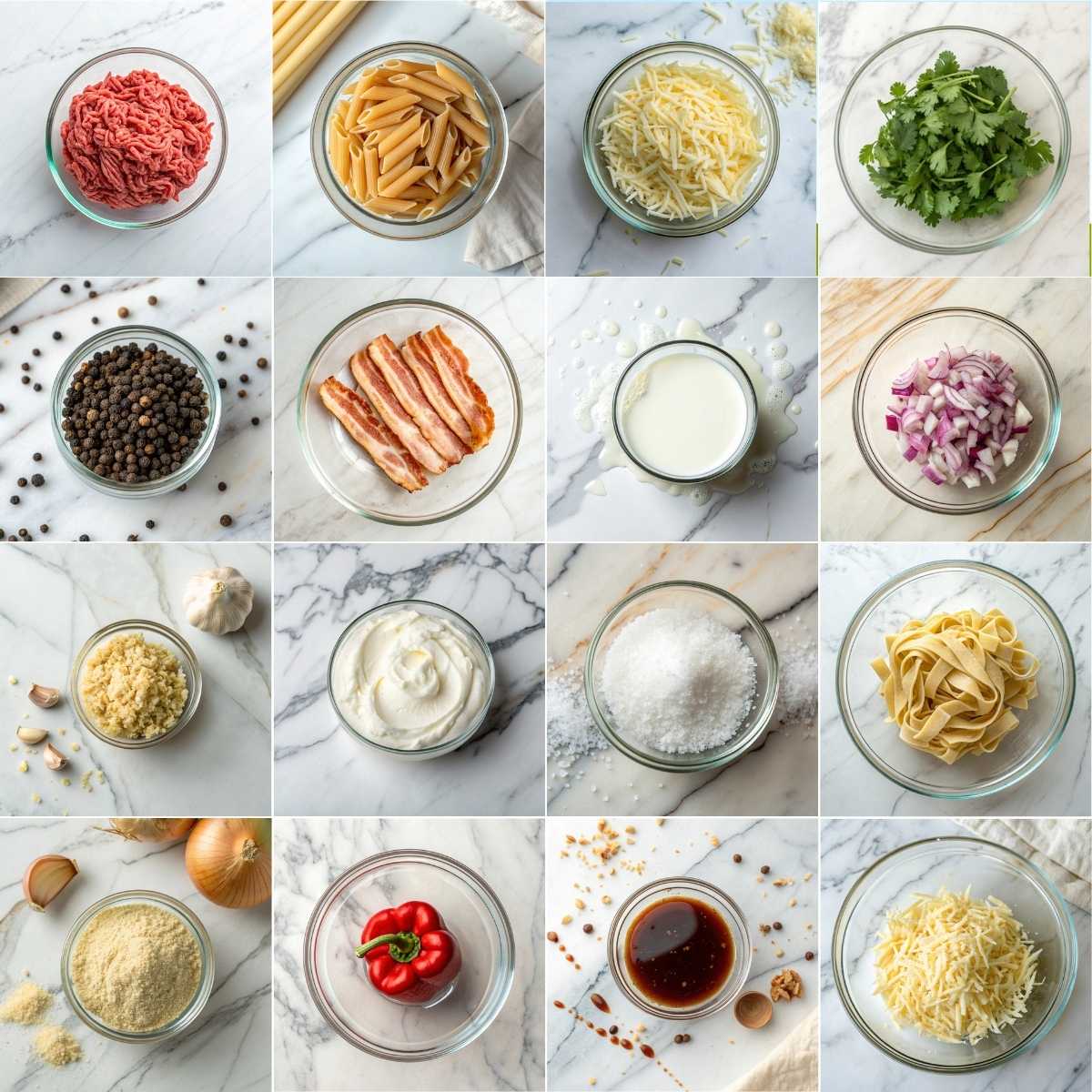 Easy Bacon Cheeseburger Alfredo Pasta 10 Ingredients for easy bacon cheeseburger Alfredo pasta with ground beef, bacon, penne, cheddar, cream sauce ingredients!!