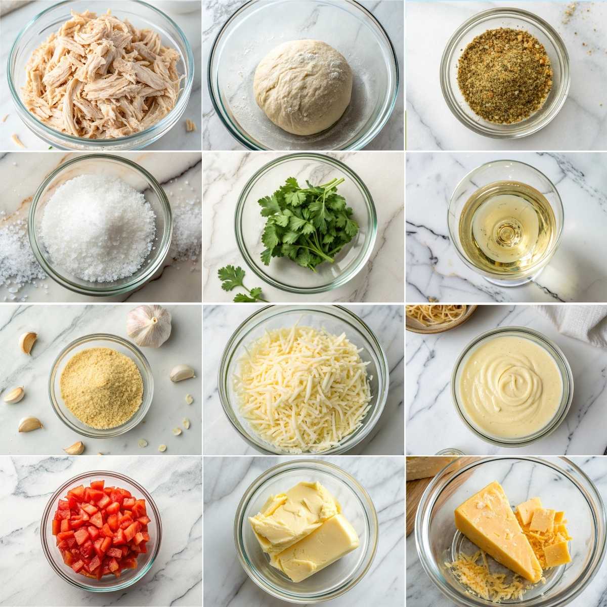 Easy Chicken Alfredo Monkey Bread 10 Ingredients for easy chicken alfredo monkey bread with pizza dough, shredded chicken, alfredo sauce, mozzarella cheese