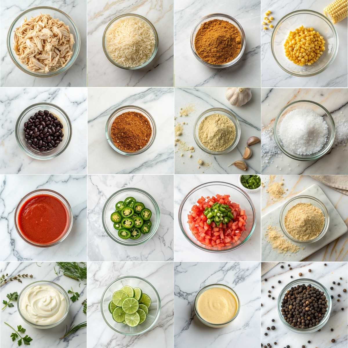 Easy Chicken Enchilada Rice Casserole 10 Ingredients for chicken enchilada rice casserole with shredded chicken, rice, enchilada sauce, beans, corn and cheese xl