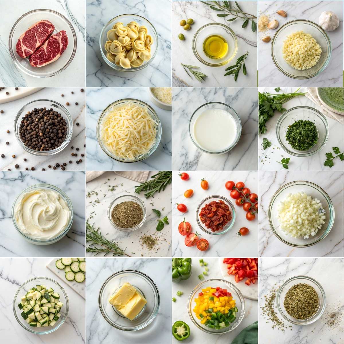 Easy Cracked Garlic Steak Tortellini 10 Ingredients for cracked garlic steak tortellini with sirloin steak cheese tortellini cream garlic Parmesan herbs fresh mix!