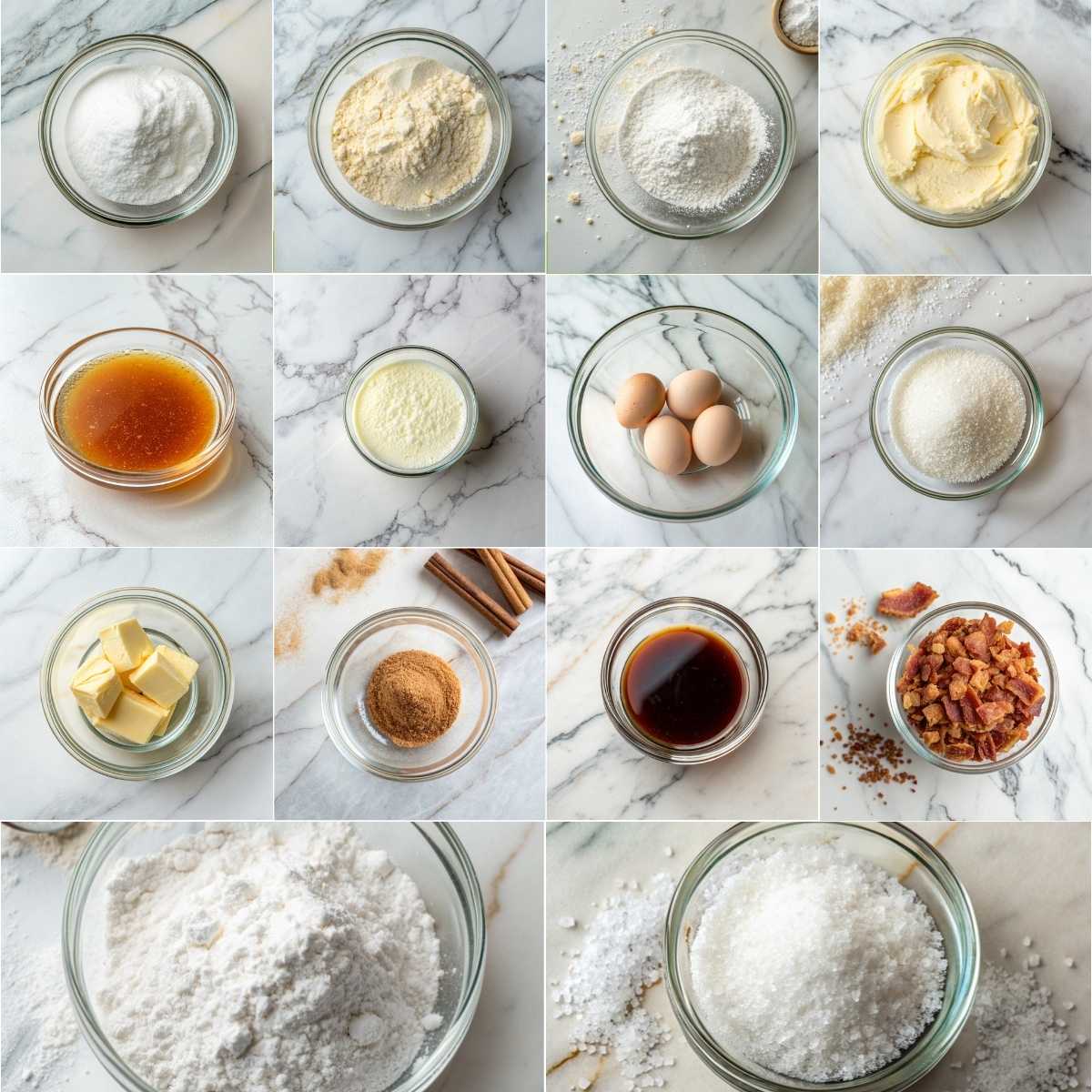 Easy Maple Bacon Pancake Muffin 10 Ingredients for easy maple bacon pancake muffins with flour, buttermilk, eggs, maple syrup, butter and crispy bacon bits HD