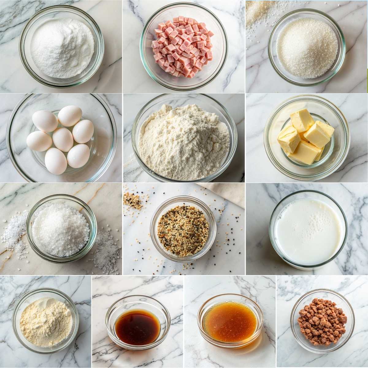 Easy McGriddle Muffins 10 Ingredients for easy McGriddle muffins with pancake batter, maple syrup, sausage, cheddar cheese, eggs and breakfast mix