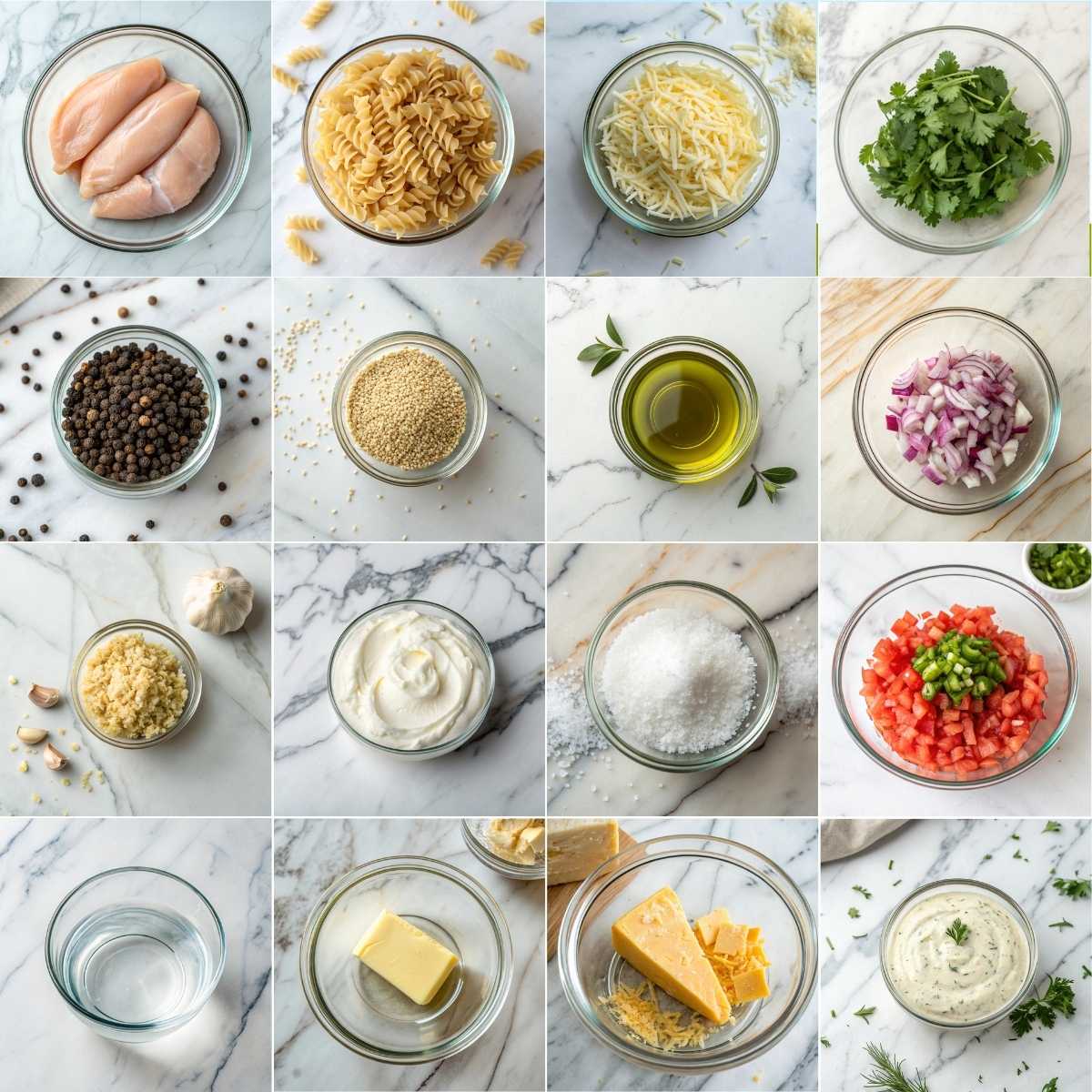 Easy One-Pan Garlic Parmesan Chicken Pasta 10 Ingredients for easy one pan garlic parmesan chicken pasta with chicken breast, penne, garlic, cream and cheese recipe img!