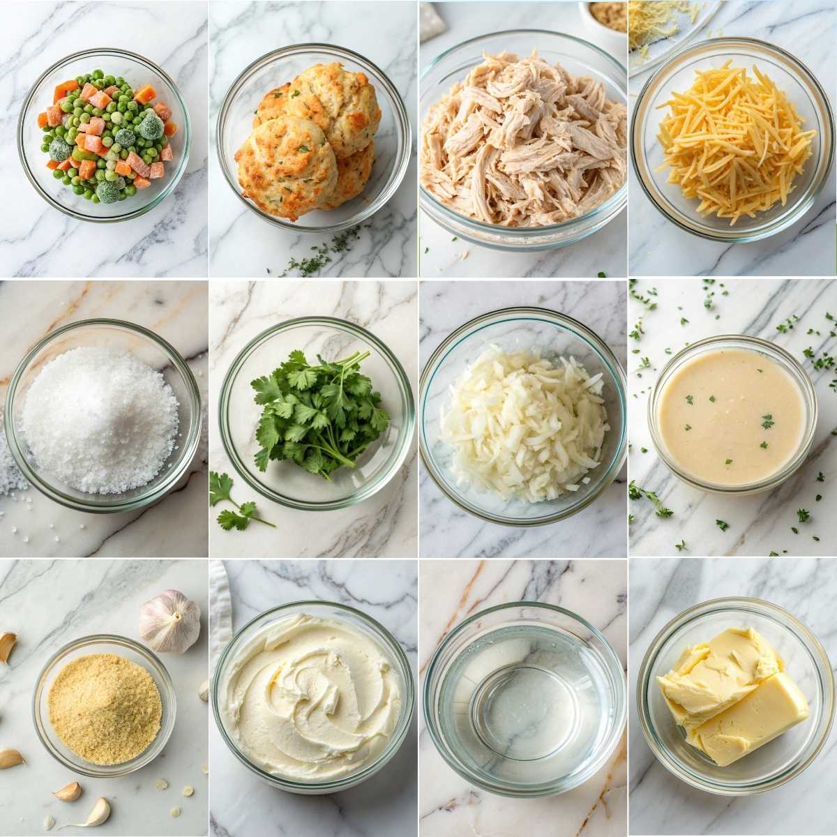 Easy Red Lobster Biscuit Chicken 10 Ingredients for easy Red Lobster biscuit chicken with rotisserie chicken, mixed vegetables, cheddar cheese and biscuit mix