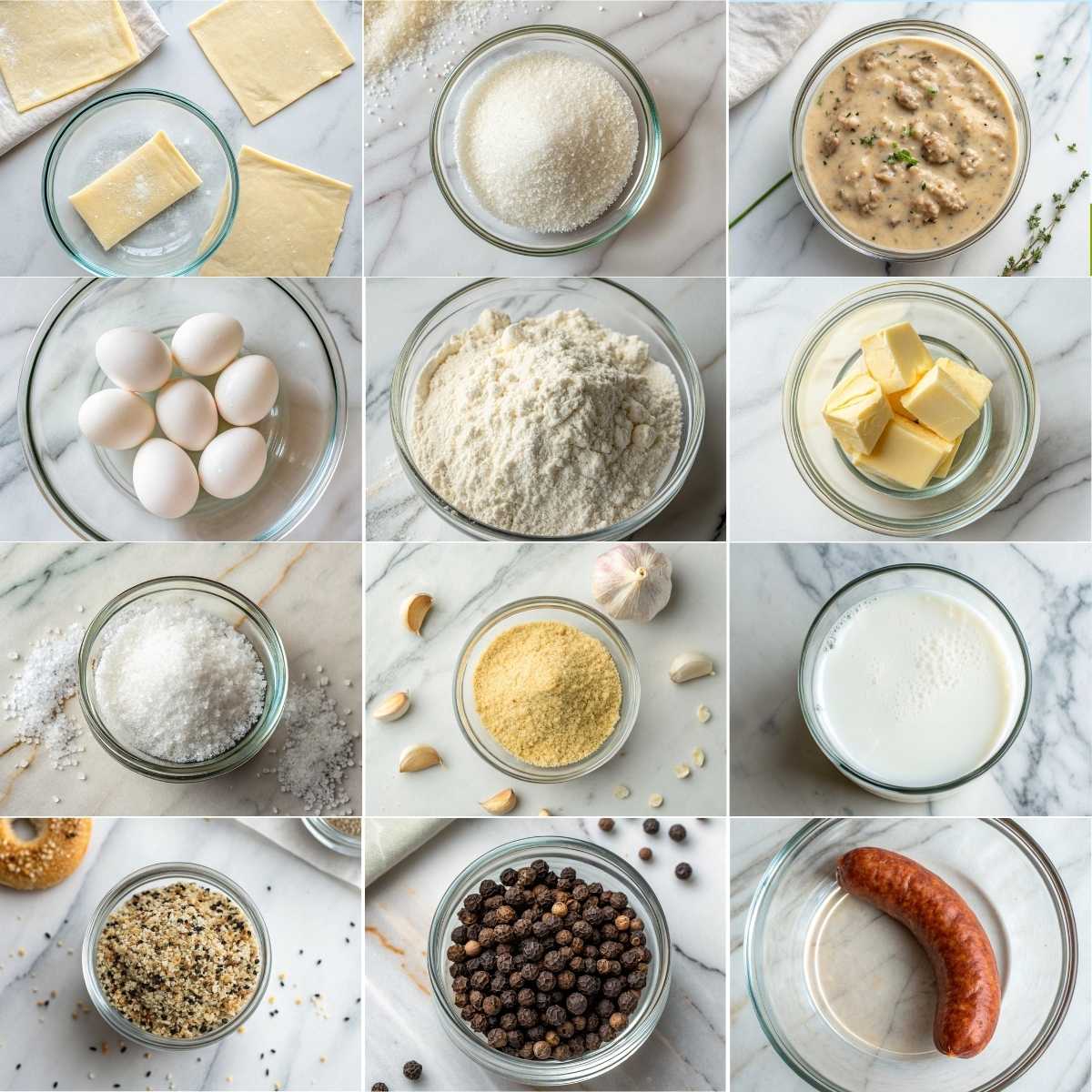 Easy Savory Breakfast Pop Tarts 10 Ingredients for easy savory breakfast pop tarts with puff pastry, eggs, sausage, cheddar cheese, gravy and seasoning